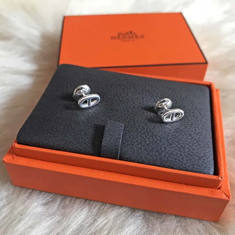 Hermes Chaine D'Ancre Earrings Very Small Model Jewelry Silver for Women