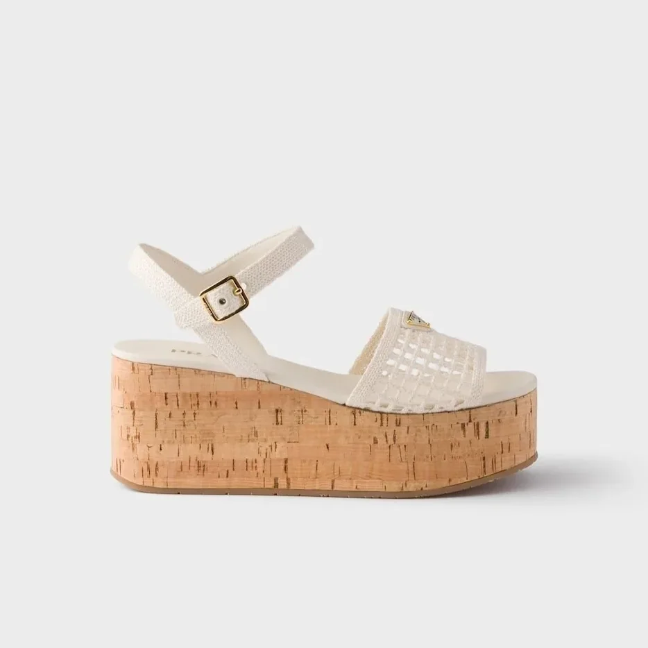 Prada Crochet Wedge Platform Sandals Ivory 1XZ791_2F46_F0304_F_075 Prada Crochet Wedge Platform Sandals Ivory 1XZ791_2F46_F0304_F_075