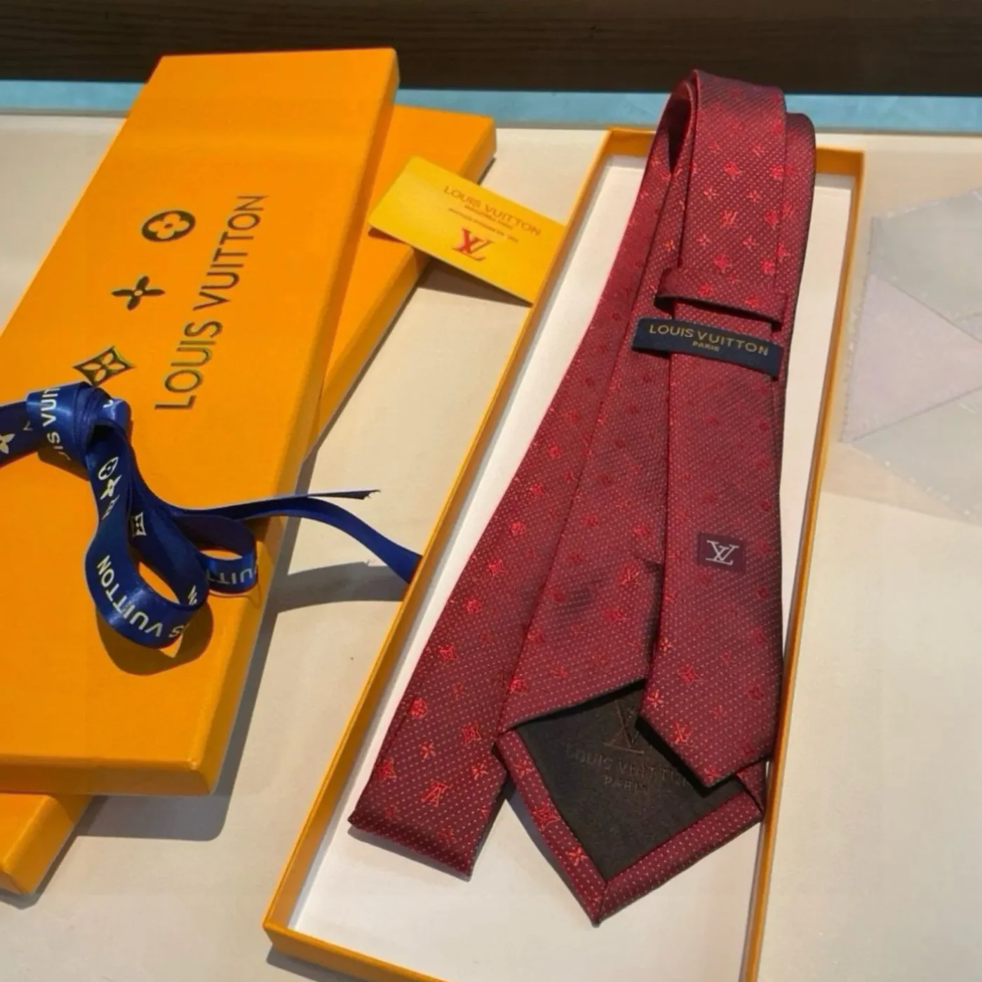 Louis Vuitton Monogram Silk Tie Deep Crimson Red