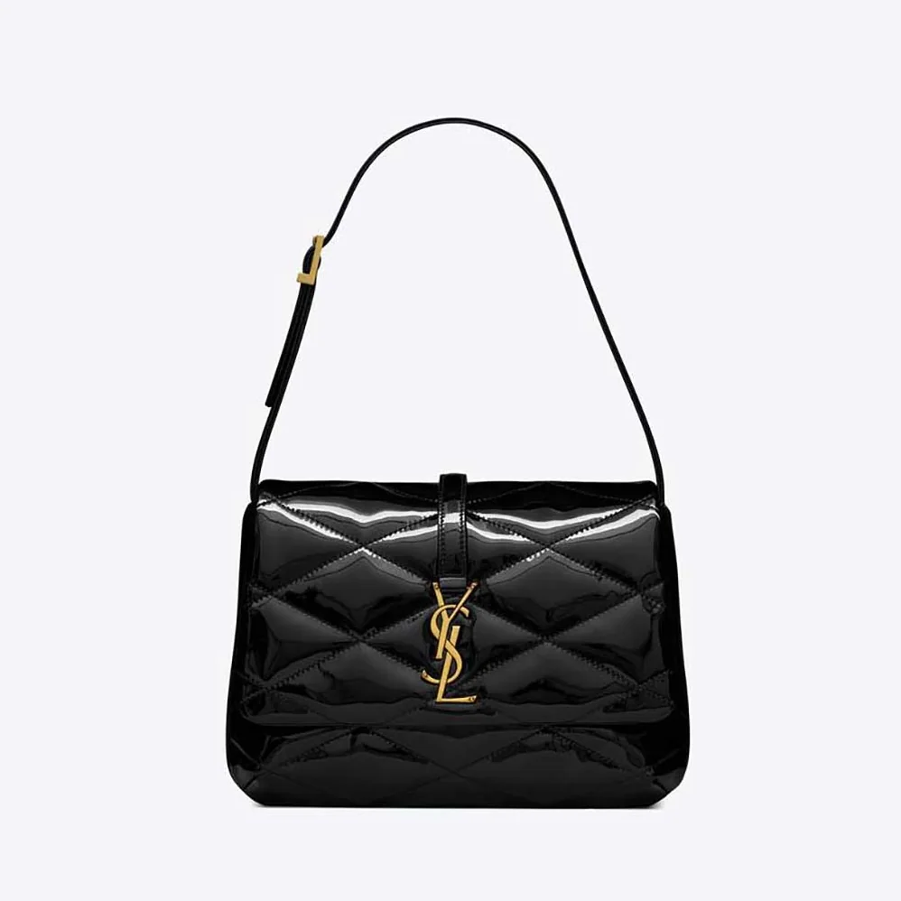 Saint Laurent YSL Le 57 Hobo Bag in Quilted Patent for Women in Black Saint Laurent YSL Le 57 Hobo Bag in Quilted Patent for Women in Black