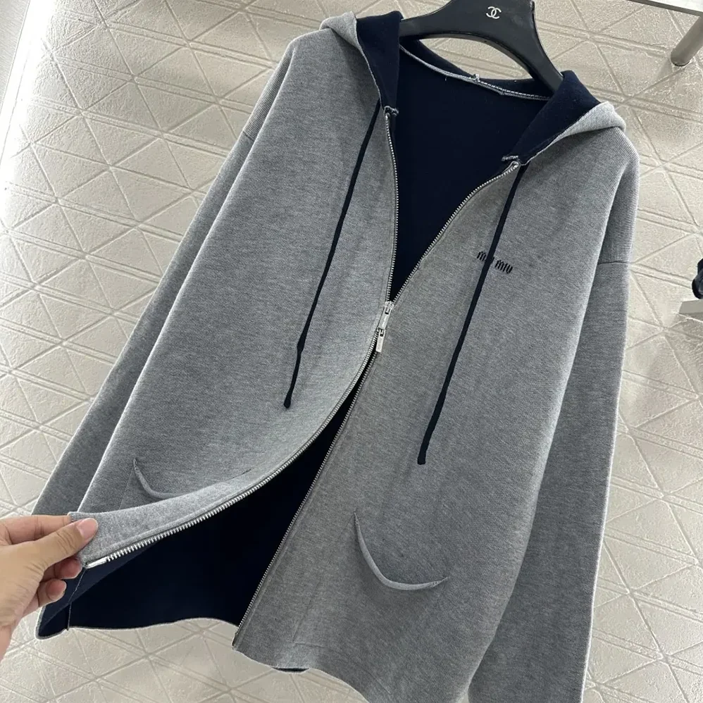 Miu Miu Cashmere Cardigan Hoodie for Women Miu Miu Cashmere Cardigan Hoodie for Women