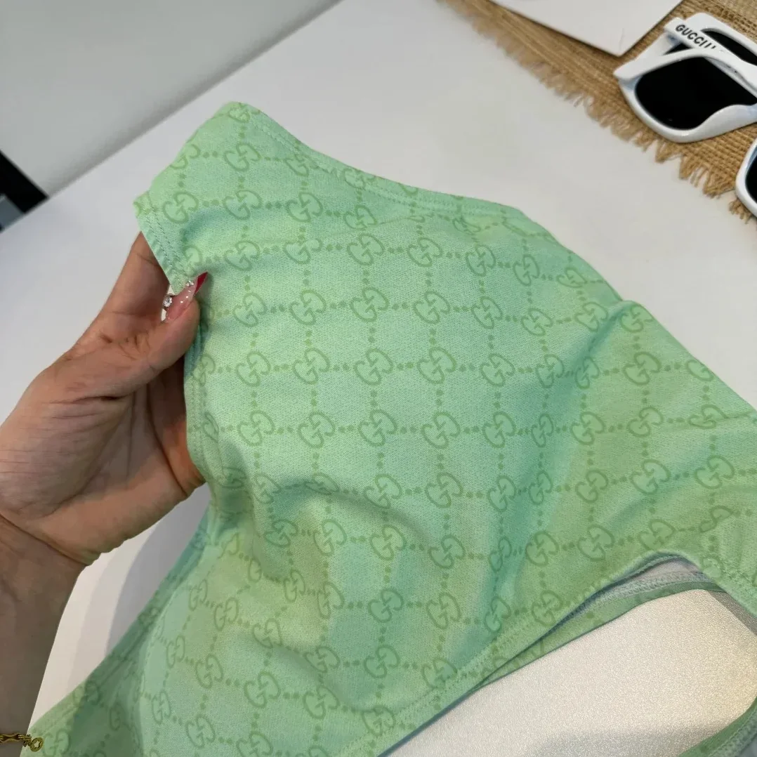 Gucci GG Printed Cutout Swimsuit Light Green
