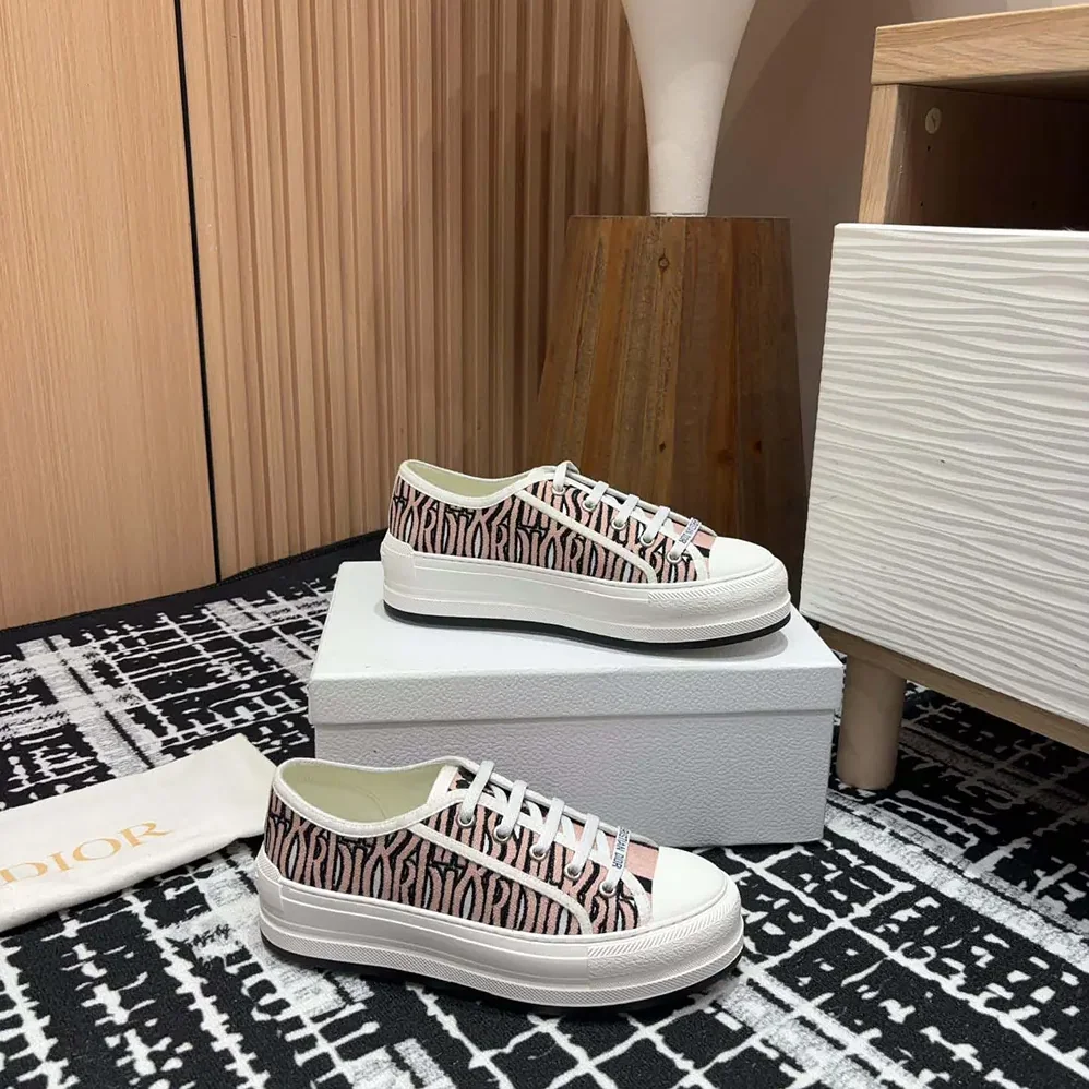 Dior Walk'n'Dior Platform Sneaker Embroidered Cotton for Women in Pink
