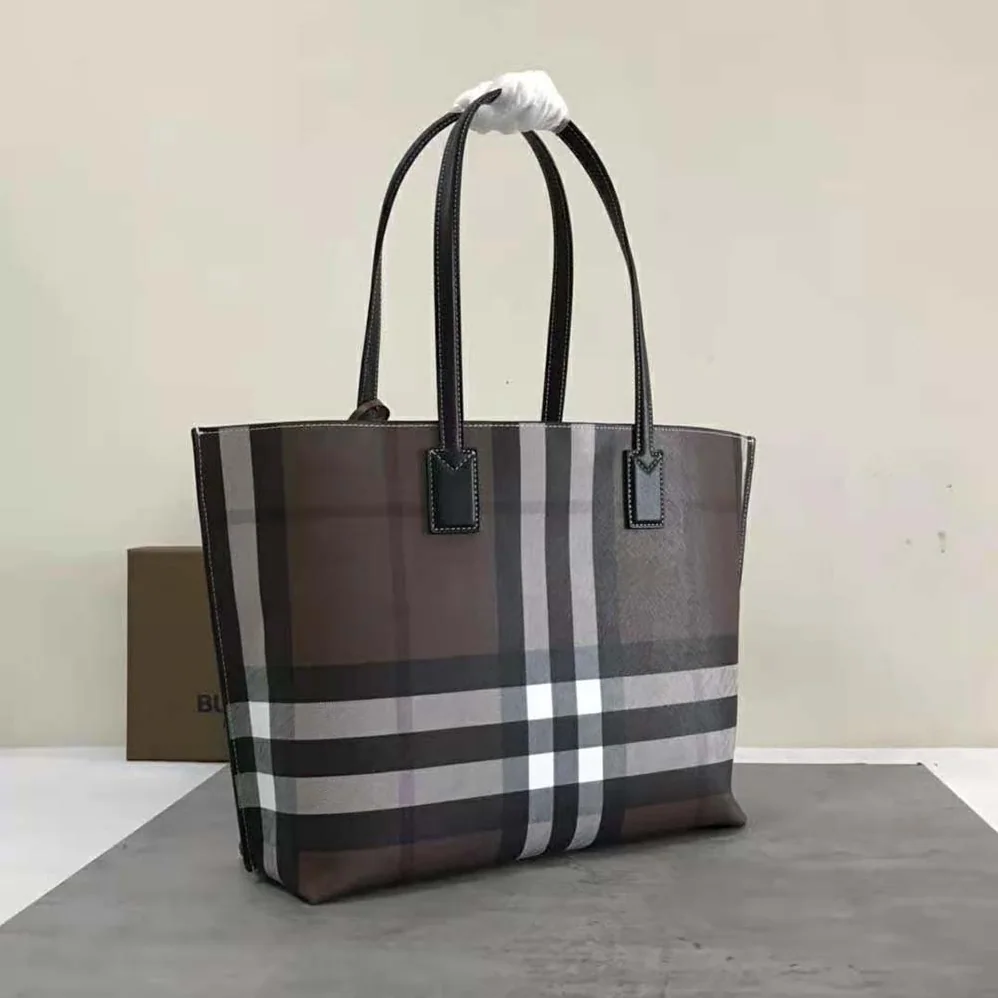Burberry Check Tote in Calf Leather for Women