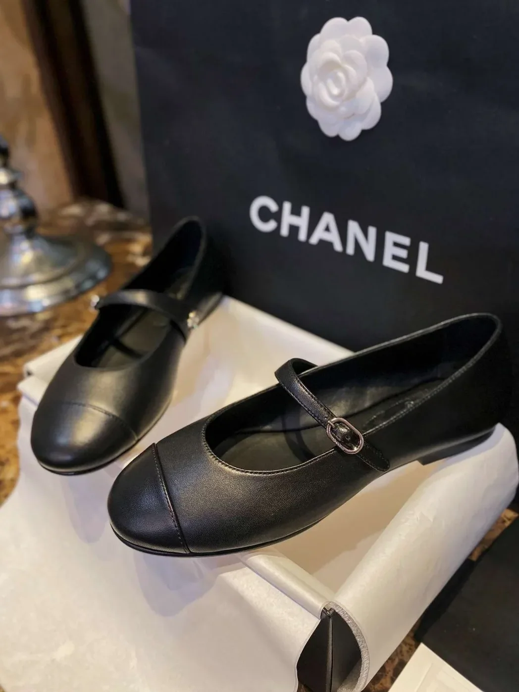 Chanel Interlocking CC Logo Mary Jane Flats Black Chanel Interlocking CC Logo Mary Jane Flats Black
