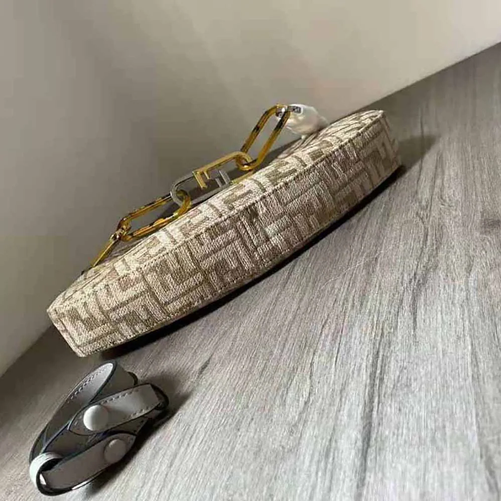 Fendi O'Lock Swing Dove Gray Tapestry Fabric Pouch for Women Fendi O'Lock Swing Dove Gray Tapestry Fabric Pouch for Women