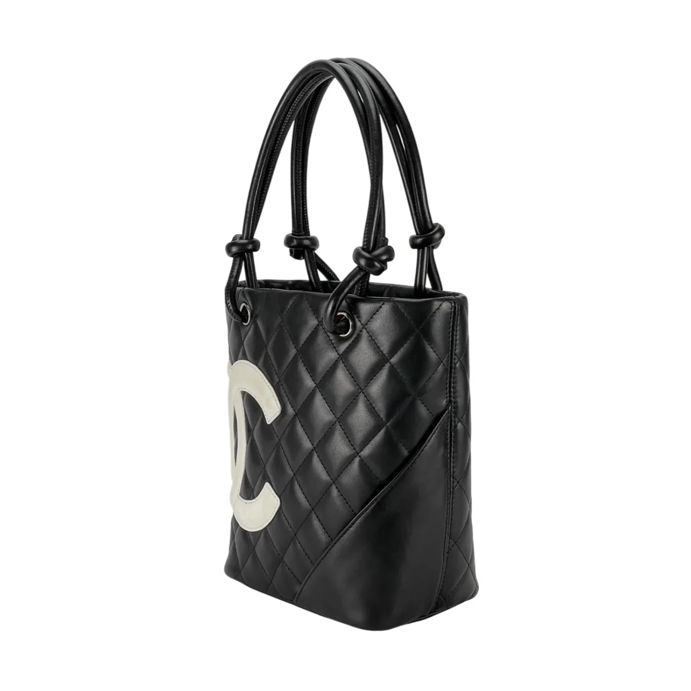 Chanel Cambon Ligne Small Bucket Bag in Black/ White Silver Hardware