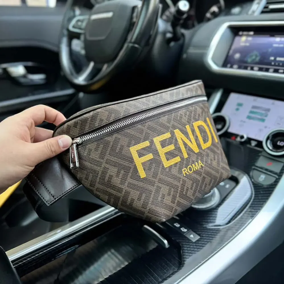Fendi Diagonal Belt Bag Leather for Men in Yellow
