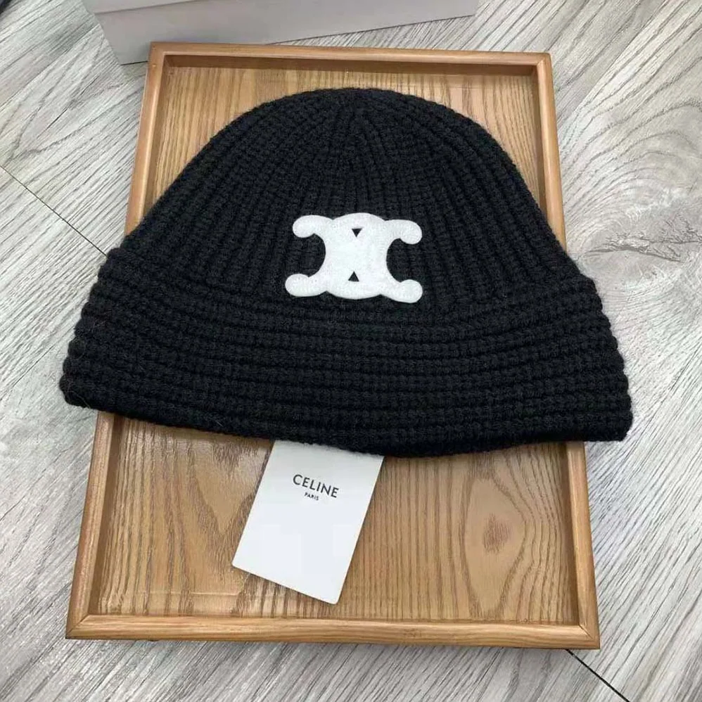 Celine Cloche Bucket Hat in Seamless Cashmere for Unisex in Black
