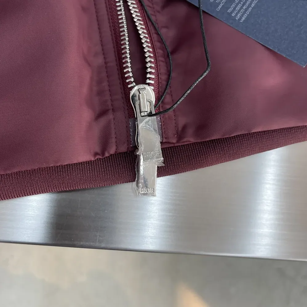 Dior Christian Dior Couture Bomber Jacket Burgundy Technical Fabric for Women Dior Christian Dior Couture Bomber Jacket Burgundy Technical Fabric for Women