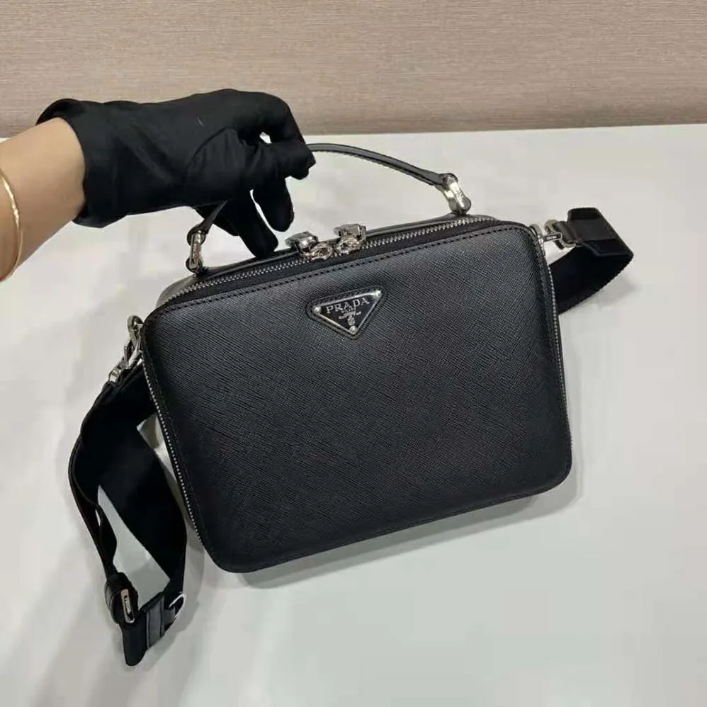 Prada Brique Saffiano Leather Bag for Men in Black Prada Brique Saffiano Leather Bag for Men in Black