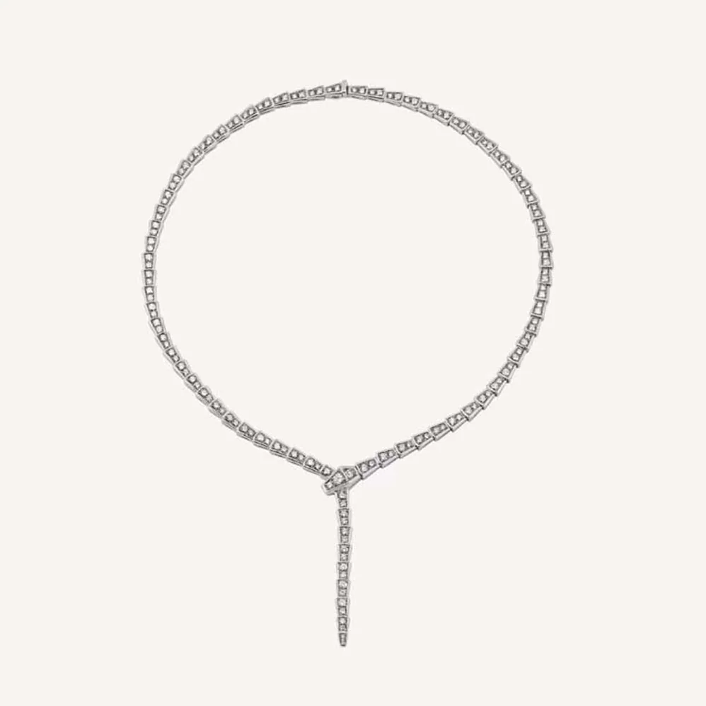 Bvlgari Serpenti Viper Slim Necklace in 18 kt White Gold for Women