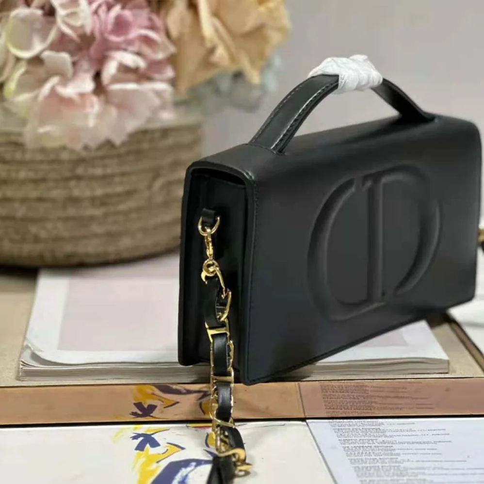 Dior CD Signature Mini Bag Black Calfskin with Embossed CD Signature for Women