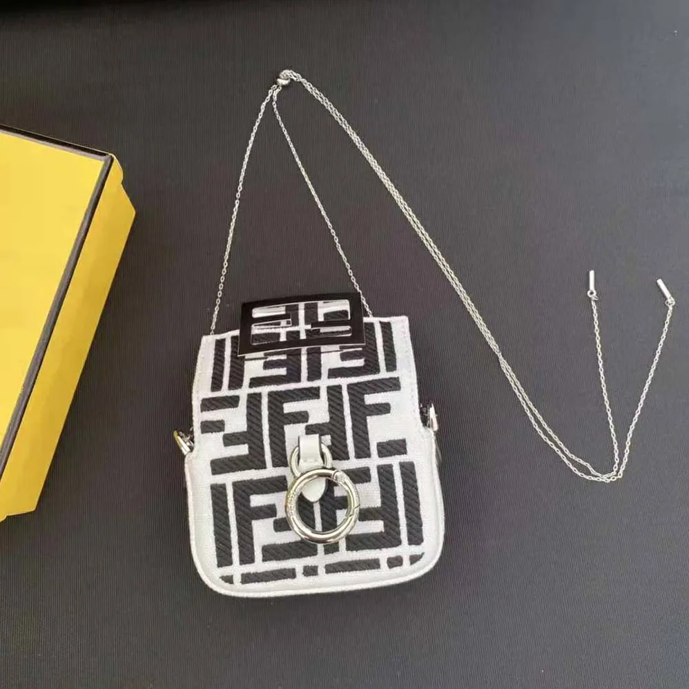 Fendi Nano Baguette Charm Embroidered white Canvas Fendi Charm for Women Fendi Nano Baguette Charm Embroidered white Canvas Fendi Charm for Women