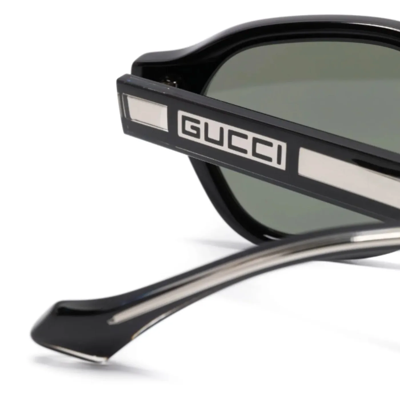 Gucci Sunglasses Glossy Black With Silver Toned Gucci Sunglasses Glossy Black With Silver Toned