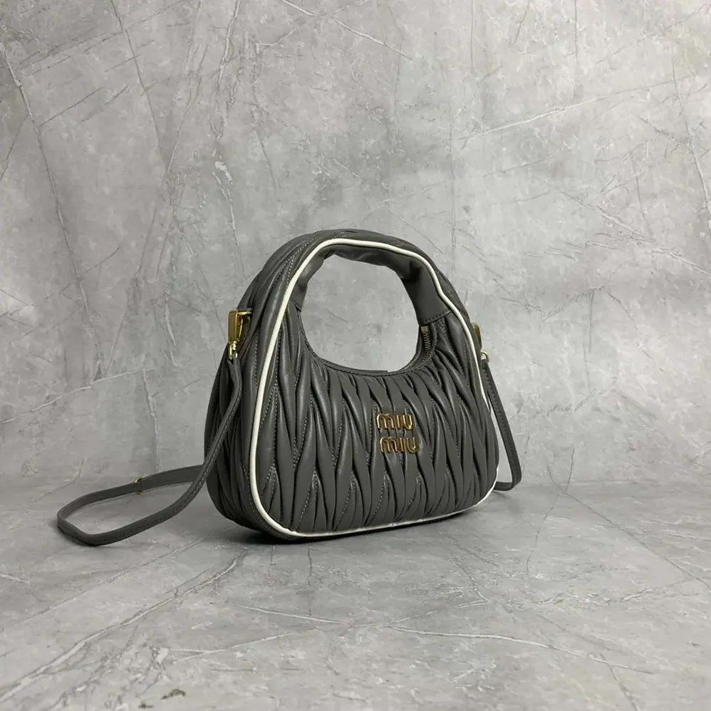 Miu Miu Wander matelassé nappa leather bag for Women in Gray/White Miu Miu Wander matelassé nappa leather bag for Women in Gray/White