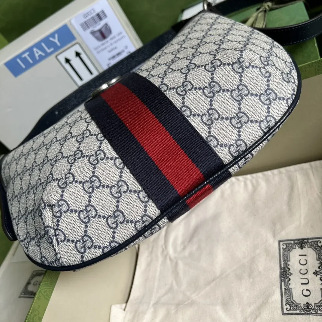 Gucci Ophidia GG Small Shoulder Bag Beige And Blue GG Supreme Canvas / Gucci Ophidia GG Small Shoulder Bag Beige And Blue GG Supreme Canvas /