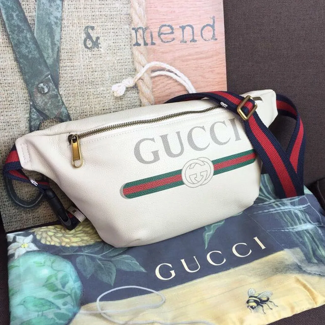 Gucci Print Waist Belt Bag White