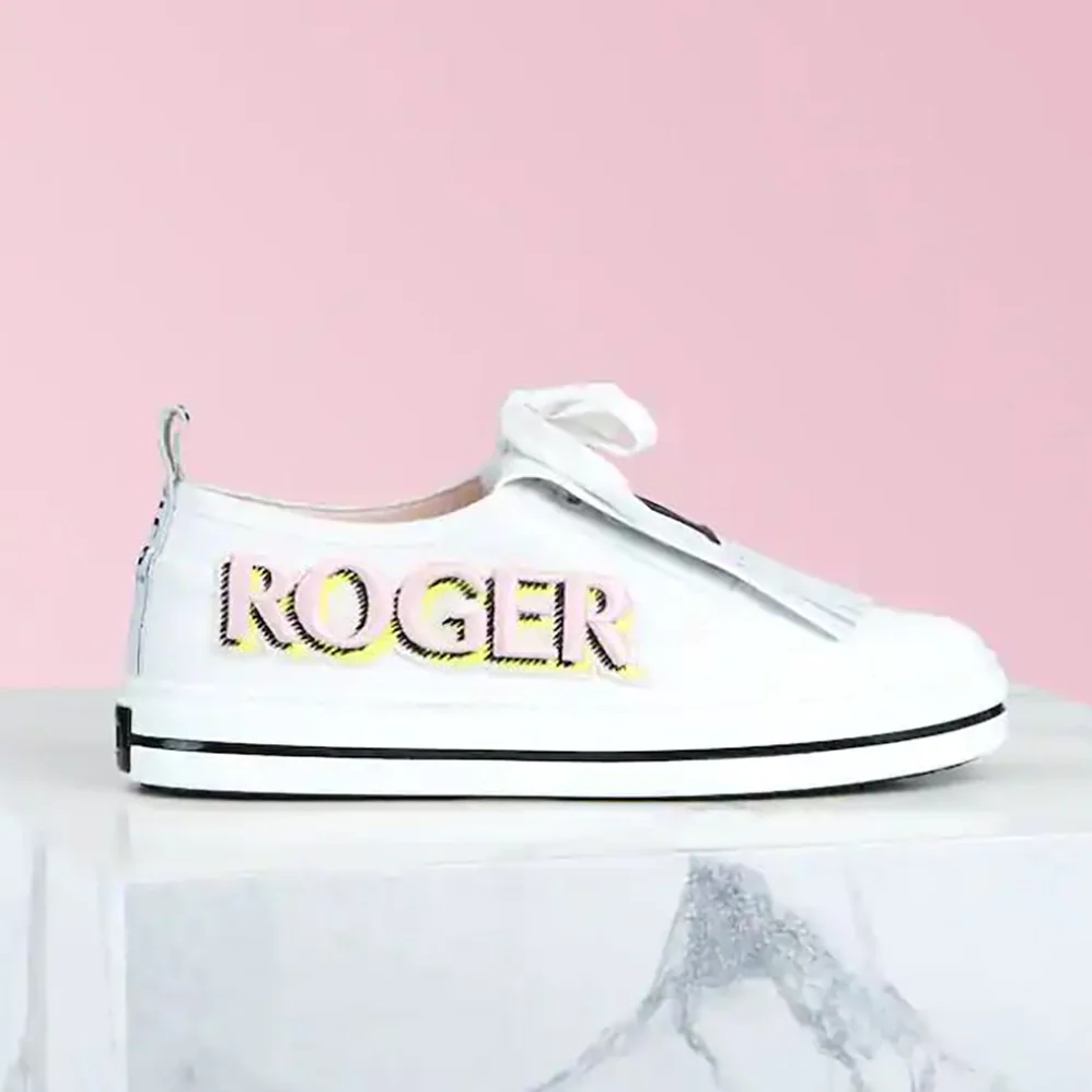 Roger Vivier Call Me Vivier Patch Sneakers for Women in White Roger Vivier Call Me Vivier Patch Sneakers for Women in White