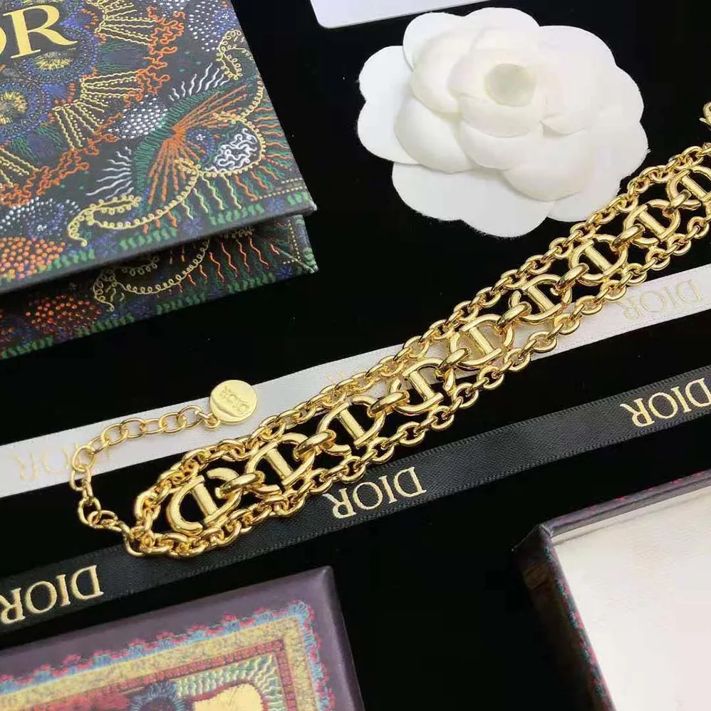 Dior CD Navy Bracelet Gold for Women in Finish Metal