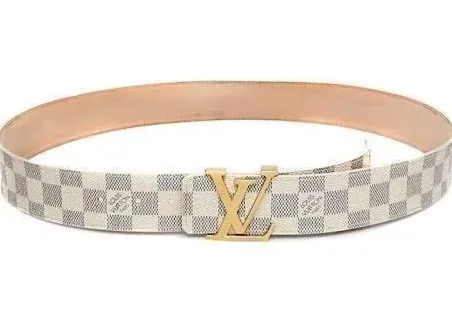White Damier Leather Belt