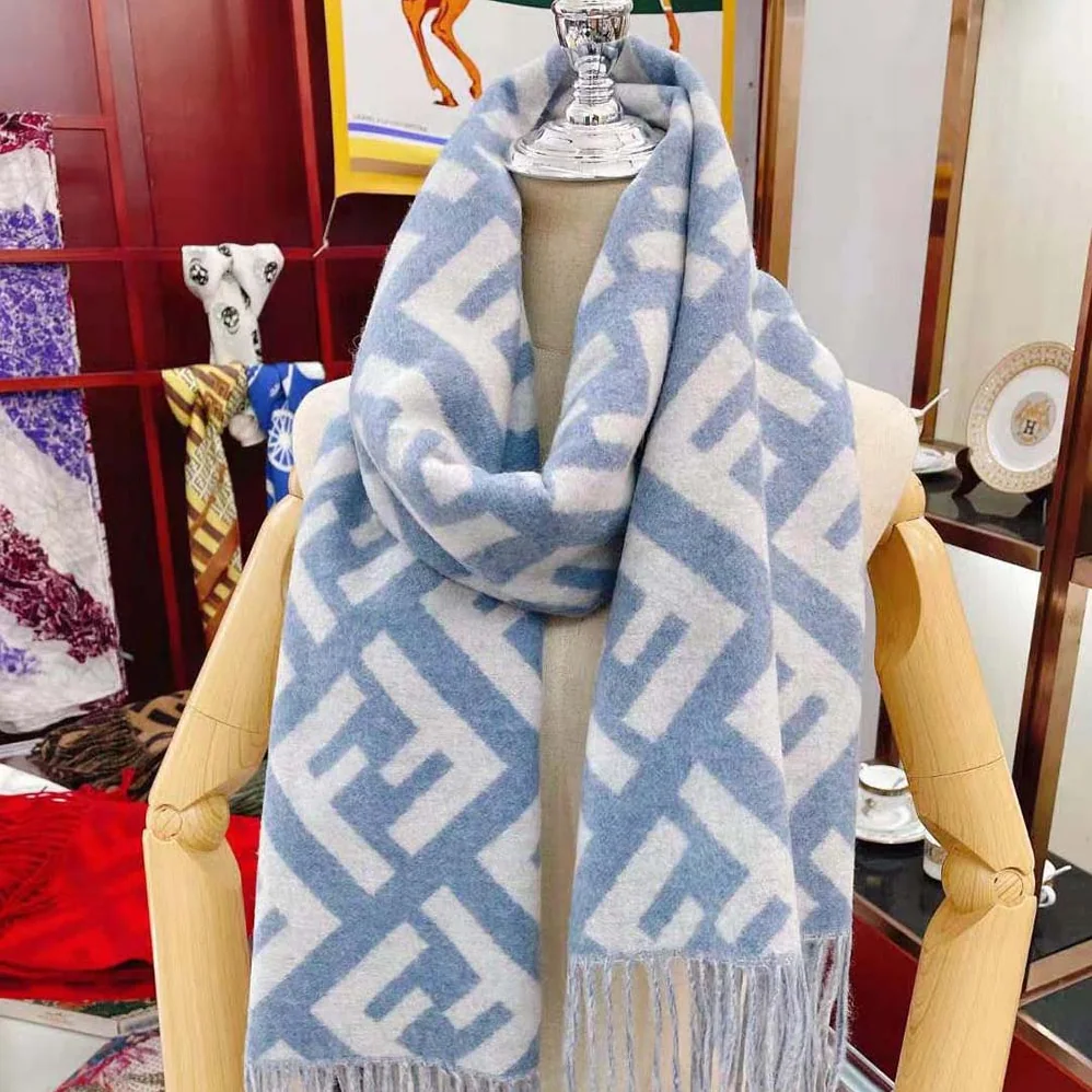 Fendi FF Scarf Light Blue Cashmere Scarf for Women Fendi FF Scarf Light Blue Cashmere Scarf for Women