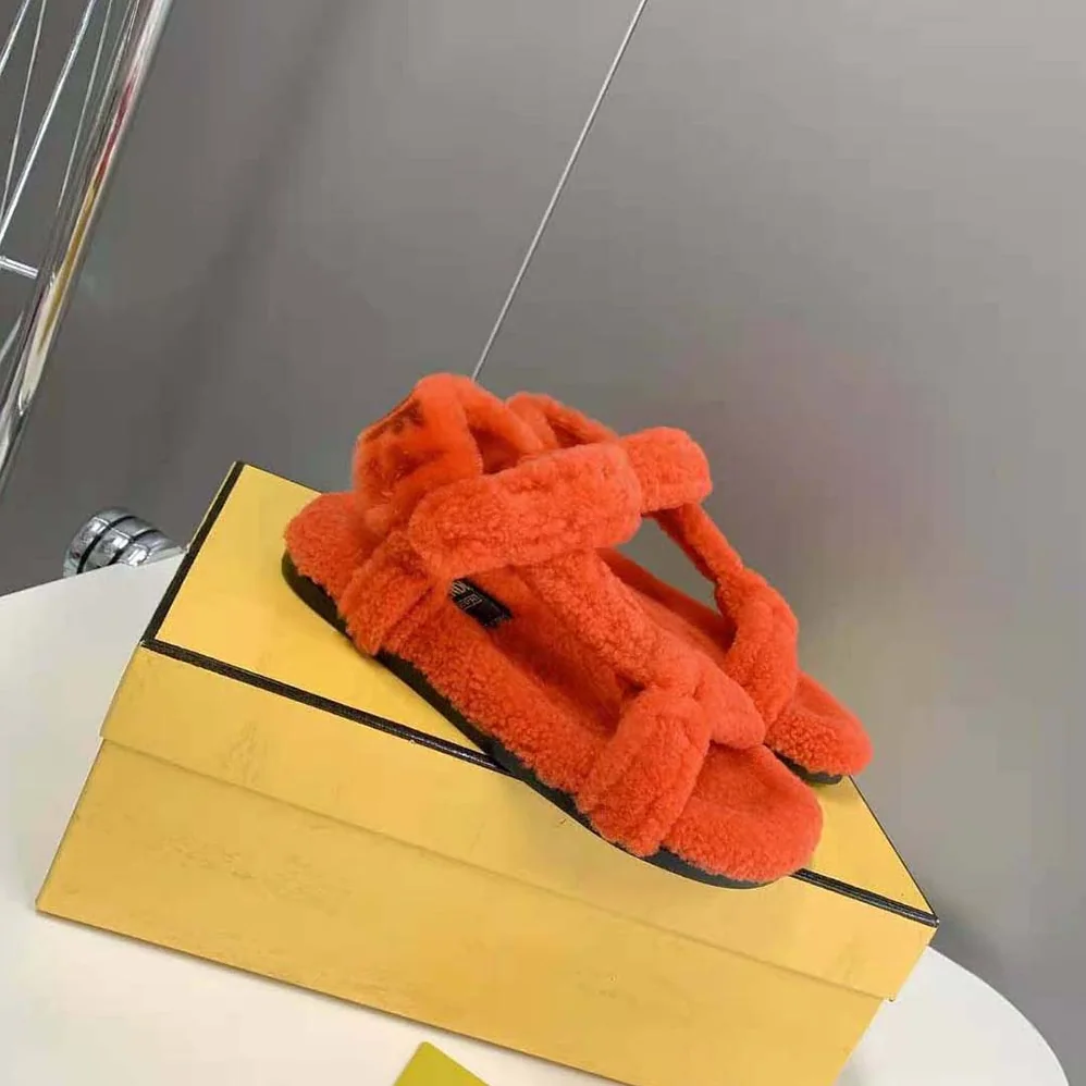 Fendi Feel Red Sheepskin Sandals for Women