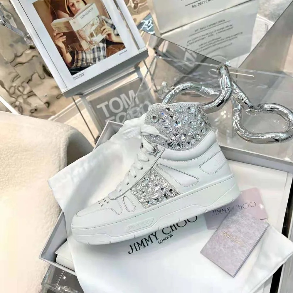 Jimmy Choo Hawaii Hi Top/F White Nappa Leather High for Women in Top Trainers Jimmy Choo Hawaii Hi Top/F White Nappa Leather High for Women in Top Trainers