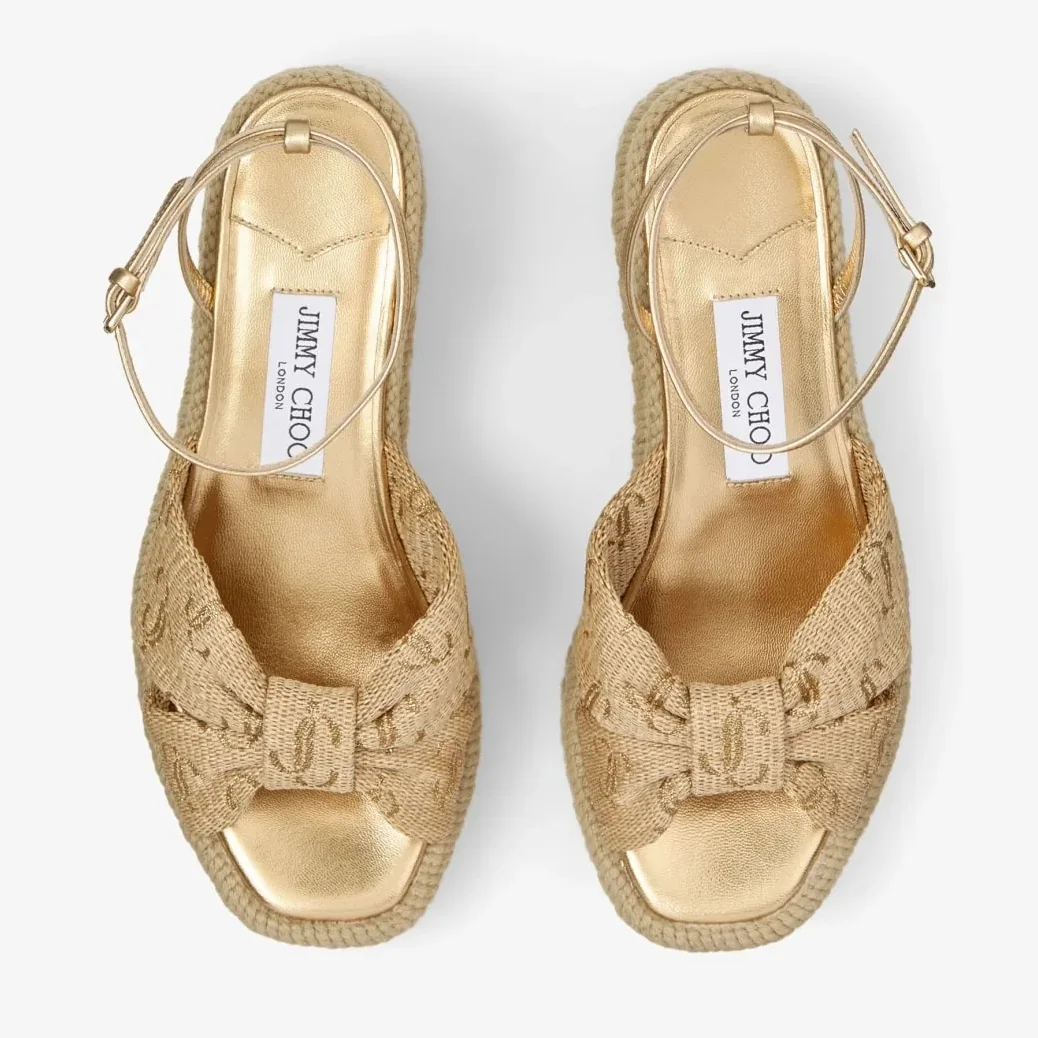 Jimmy Choo Aella Wedge 60 Gold AELLAWEDGE60GTJ Jimmy Choo Aella Wedge 60 Gold AELLAWEDGE60GTJ