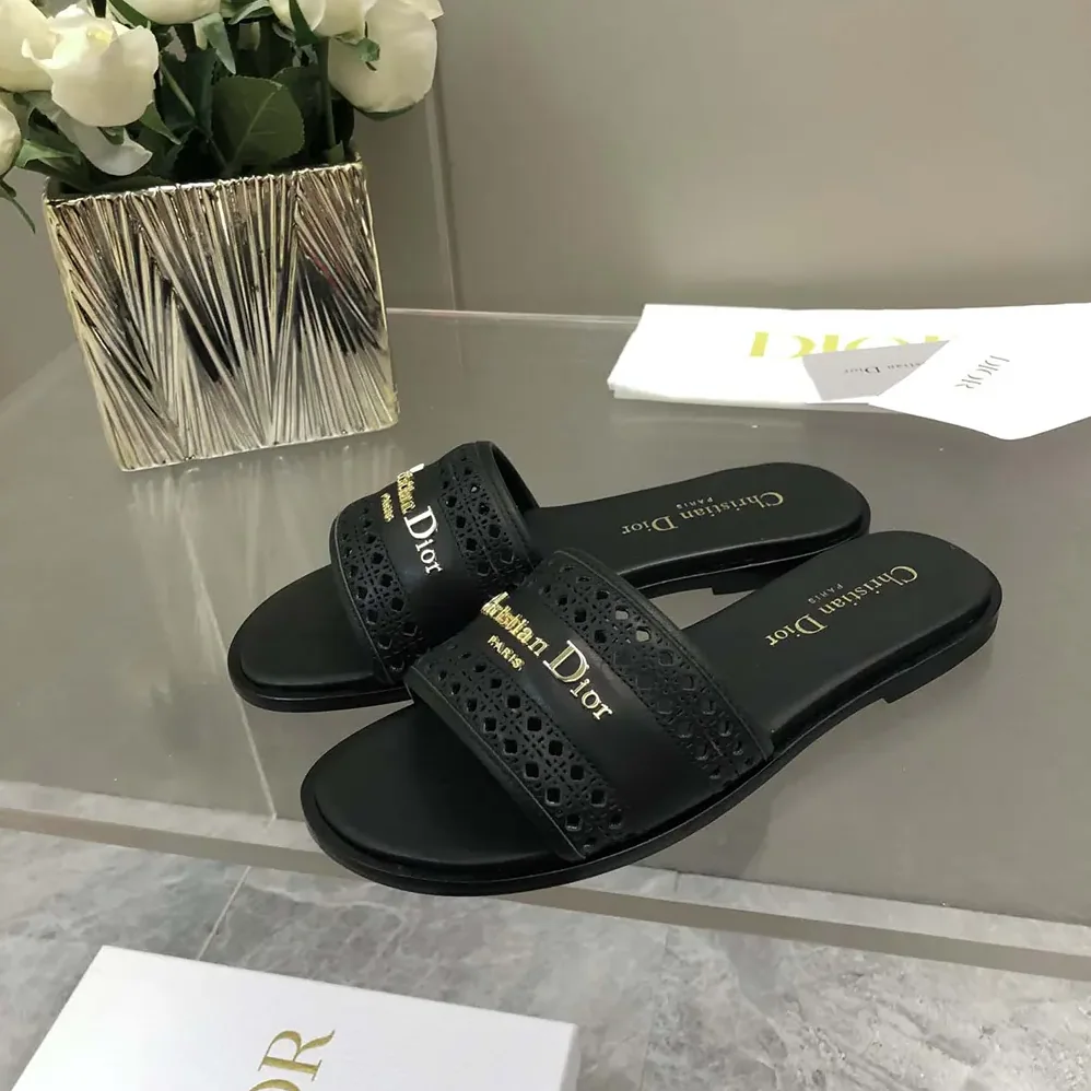 Dior Black Calfskin with Openwork Microcannage Motif for Women