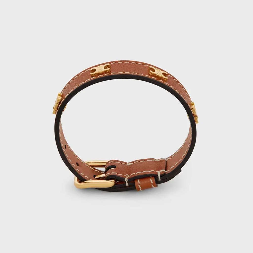 Celine Triomphe Multi Leather Bracelet in Brass with Gold Finish and Calfskin for Women Celine Triomphe Multi Leather Bracelet in Brass with Gold Finish and Calfskin for Women