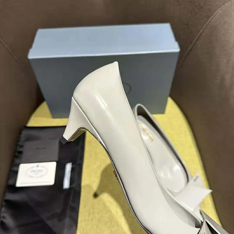 Prada Brushed Leather Pumps for Women in Gray