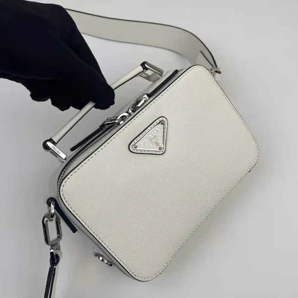Prada Prada Brique Saffiano Leather Cross-Body Bag for Men in White