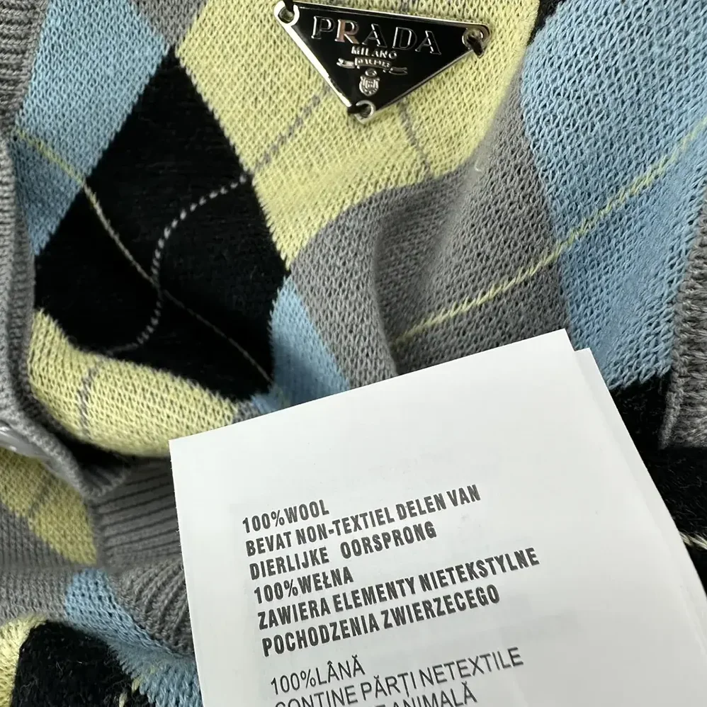 Prada Wool Vest with an Argyle Pattern for Women Prada Wool Vest with an Argyle Pattern for Women