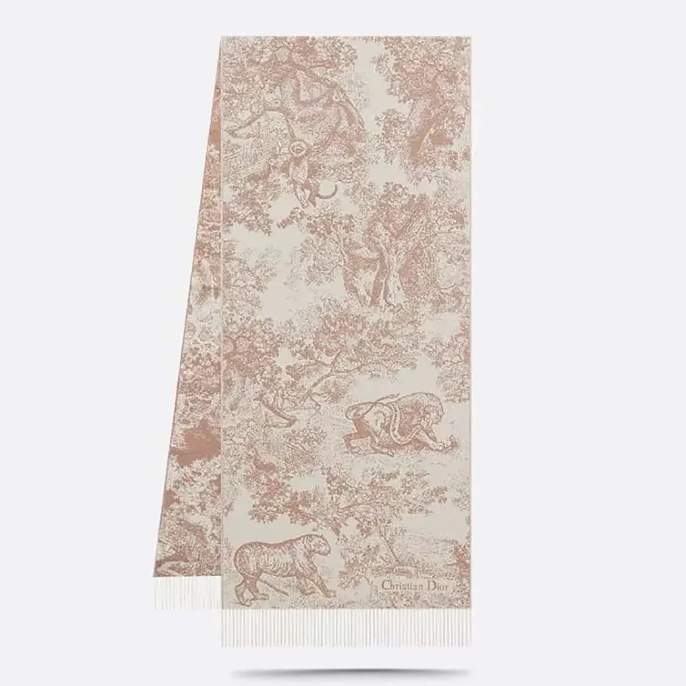 Dior Toile de Jouy Sauvage Scarf Rose Des Vents Cashmere and Wool for Unisex Dior Toile de Jouy Sauvage Scarf Rose Des Vents Cashmere and Wool for Unisex