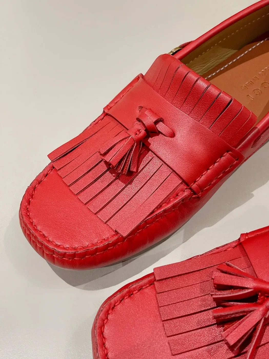 Gucci Loafer With Driver Interlocking G Red for Men