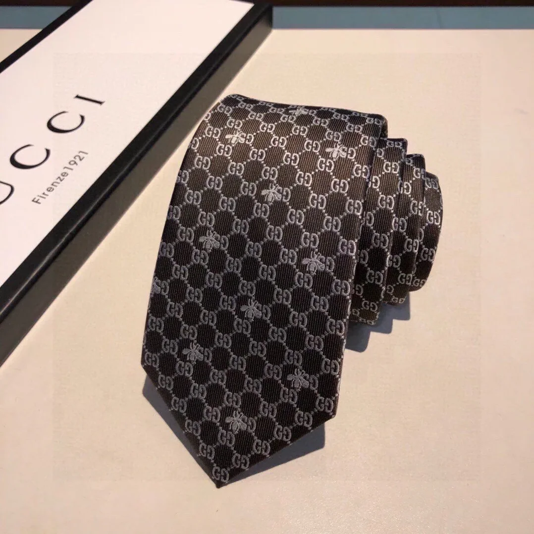 Gucci GG Bees Silk Tie Black GG for Men