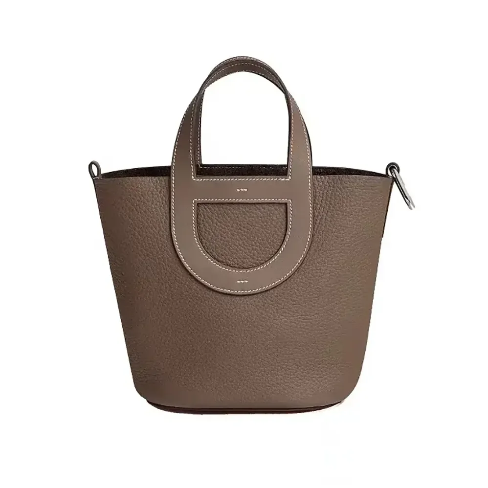 Hermes In the Loop 18 Handbag Clemence Leather for Women in Grey/Silver