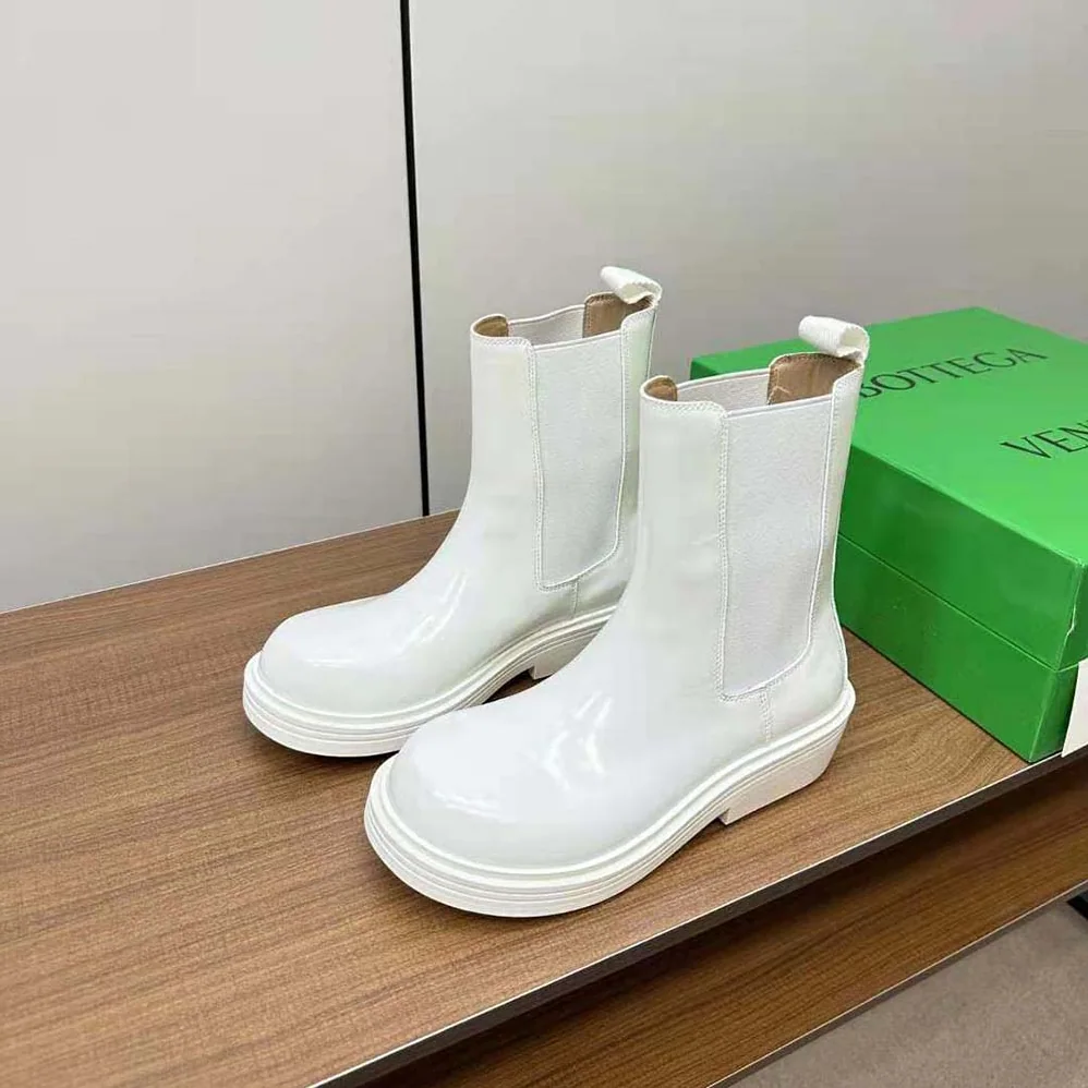 Bottega Veneta Fireman Chelsea Ankle Boot for Women in White Bottega Veneta Fireman Chelsea Ankle Boot for Women in White