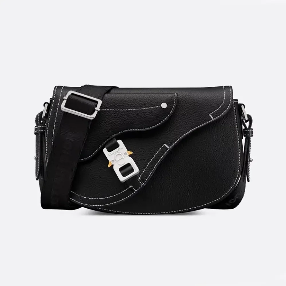 Dior Saddle Messenger Bag Black Grained Calfskin for Men