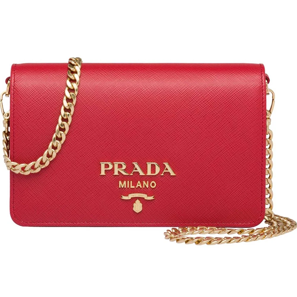 Prada Saffiano Leather Shoulder Bag for Women in Red