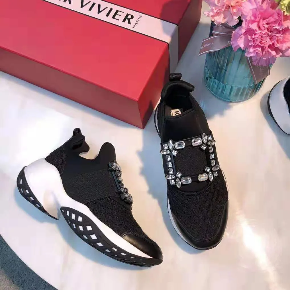Roger Vivier Viv' Run Strass Buckle Sneakers for Women in Black Roger Vivier Viv' Run Strass Buckle Sneakers for Women in Black