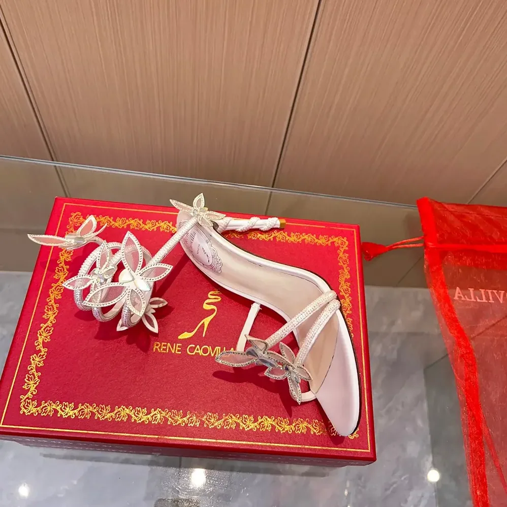 Rene Caovilla Margot Pink Powder Butterfly Sandal 105 for Women Rene Caovilla Margot Pink Powder Butterfly Sandal 105 for Women