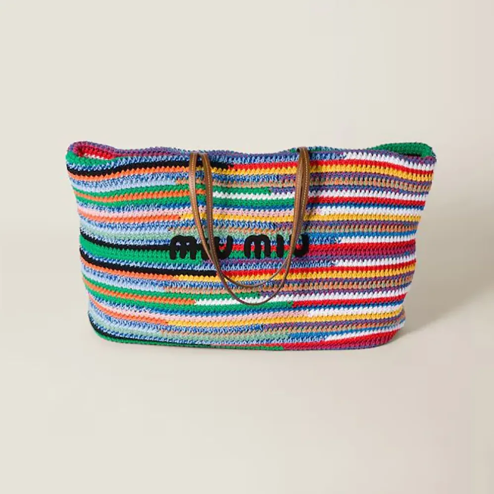 Miu Miu Crochet Tote Bag for Women in Multicolored Miu Miu Crochet Tote Bag for Women in Multicolored