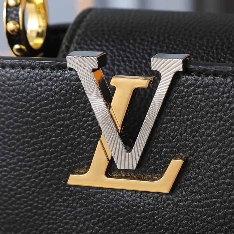 Louis Vuitton Capucines Mini Top Handle Bag in Black Silver Hardware