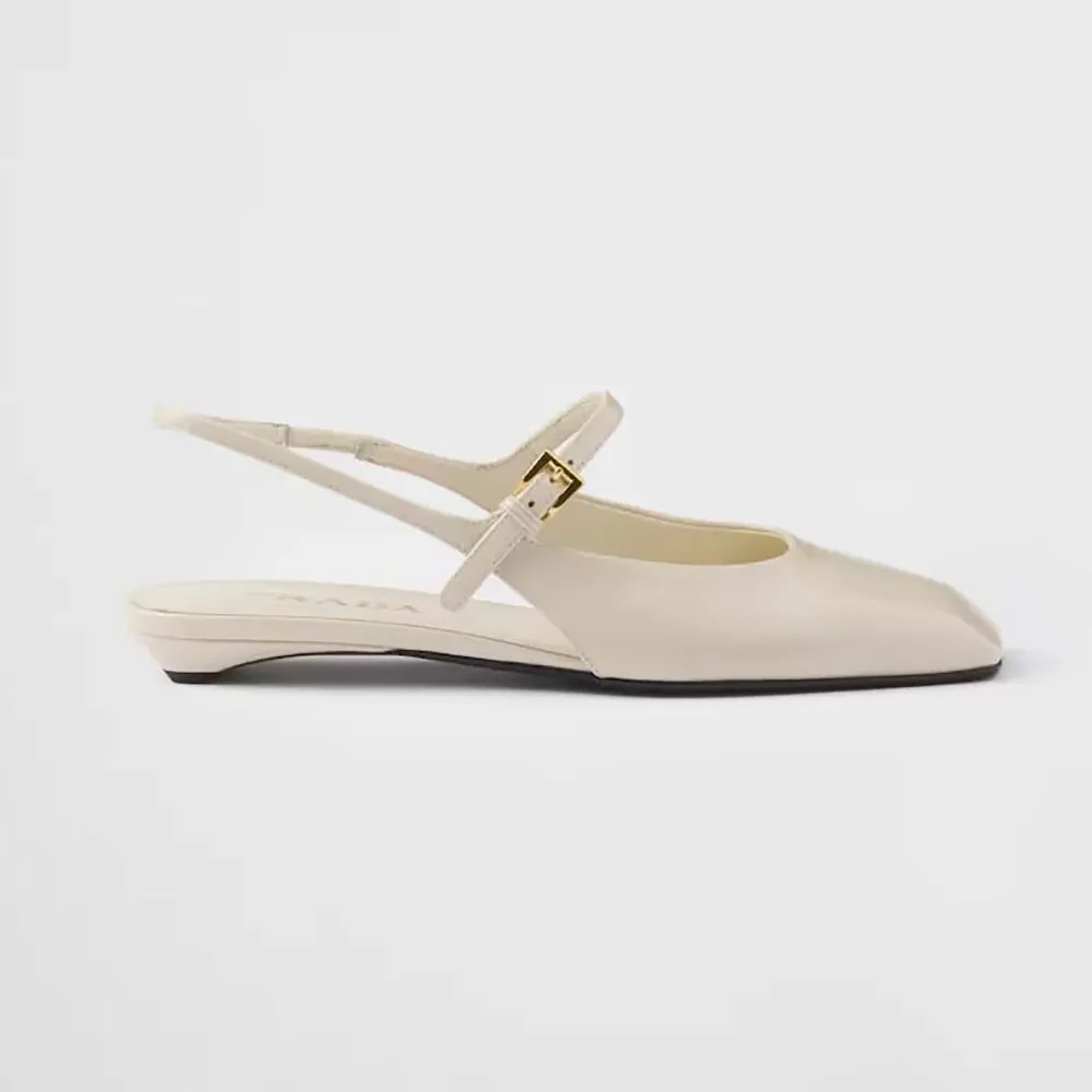 Prada Patent Leather Slingback Ballerinas for Women in White