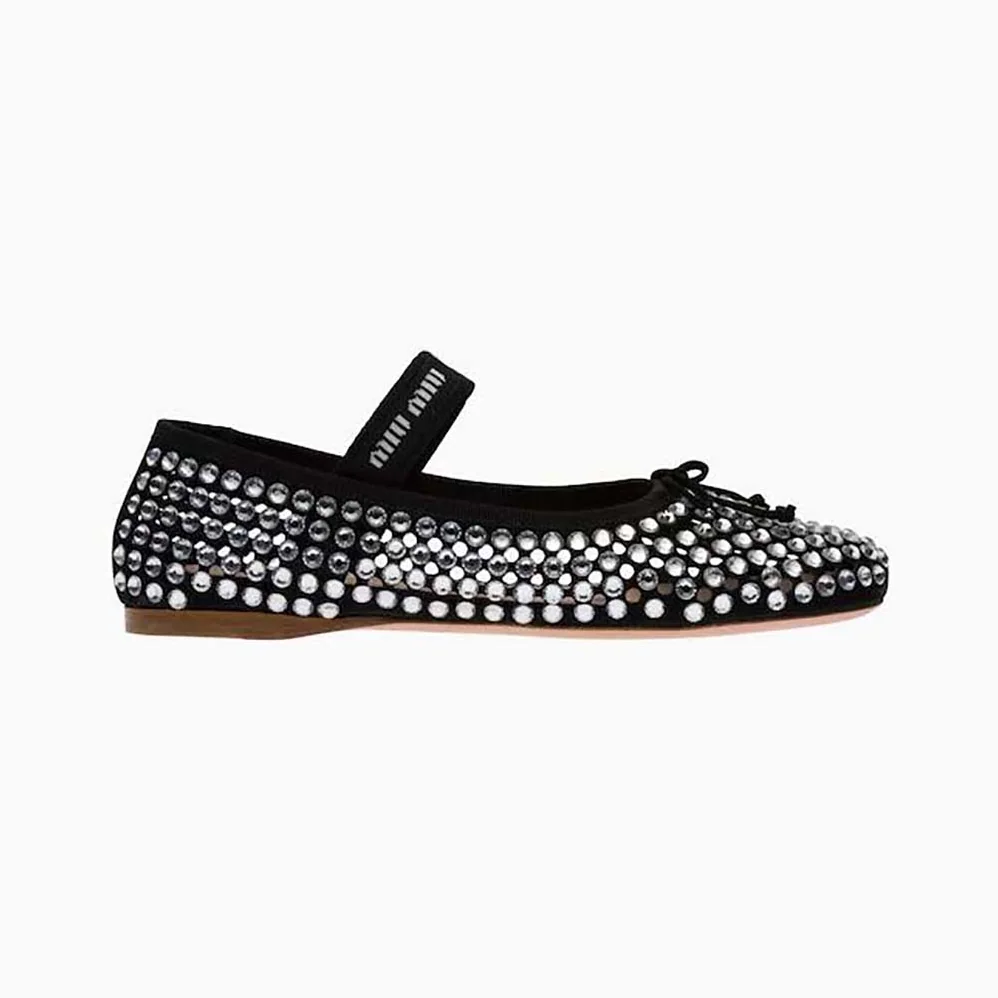 Miu Miu Satin Ballerinas for Women in Black Miu Miu Satin Ballerinas for Women in Black