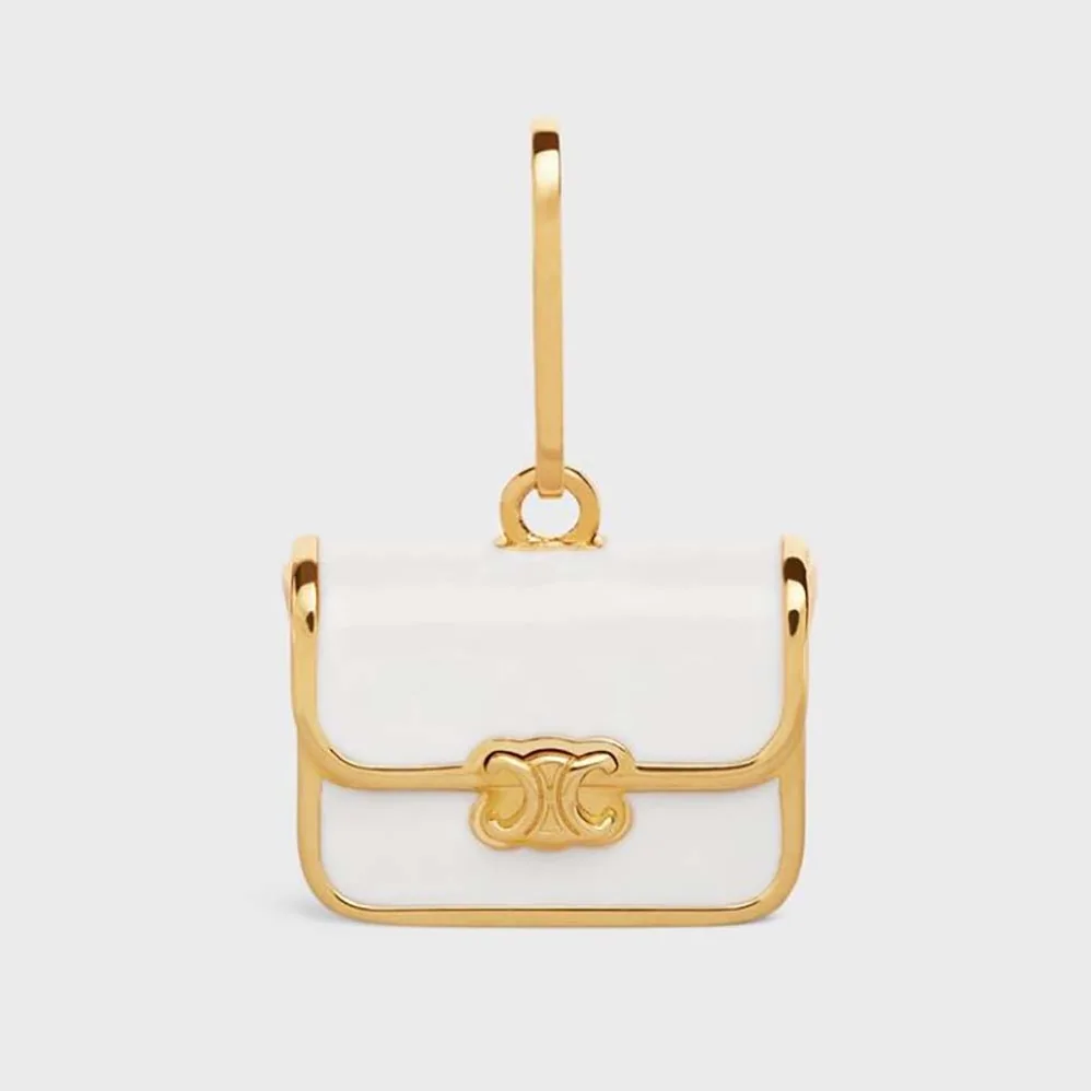 Celine Separables Triomphe Bag Pendant in Brass with Gold Finish for Women
