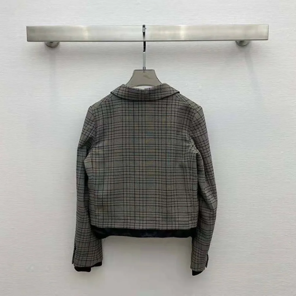 Miu Miu Single-breasted Prince of Wales Check Jacket for Women