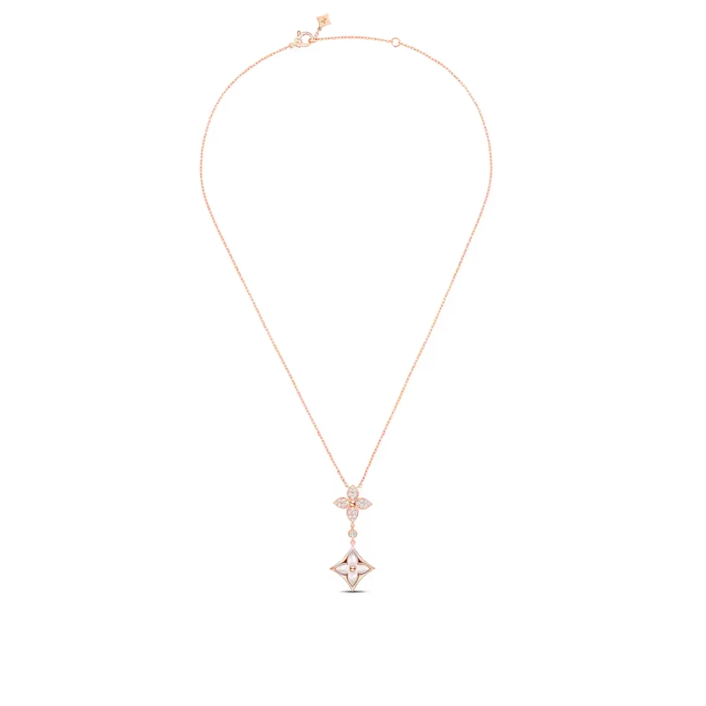 Louis Vuitton Color Blossom Double Star Pendant Necklace Pink in Toned